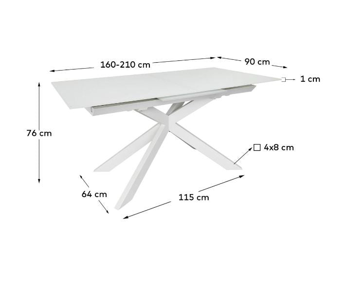 Masa dining extensibila alba din metal 90x160(210) cm Vashti Kave Home