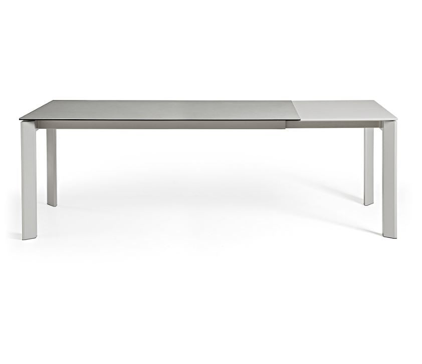 Masa dining extensibila alba/gri din metal 90x(140)200 cm Axis Hydra Lead Kave Home