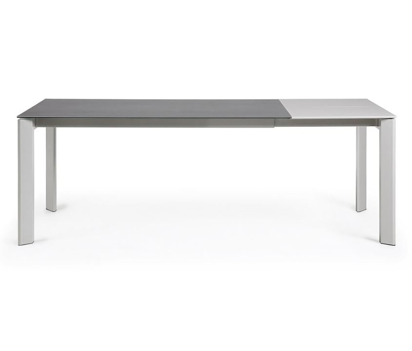 Masa dining extensibila alba/gri din metal 90x(160)220 cm Axis Vulcano Roca Kave Home