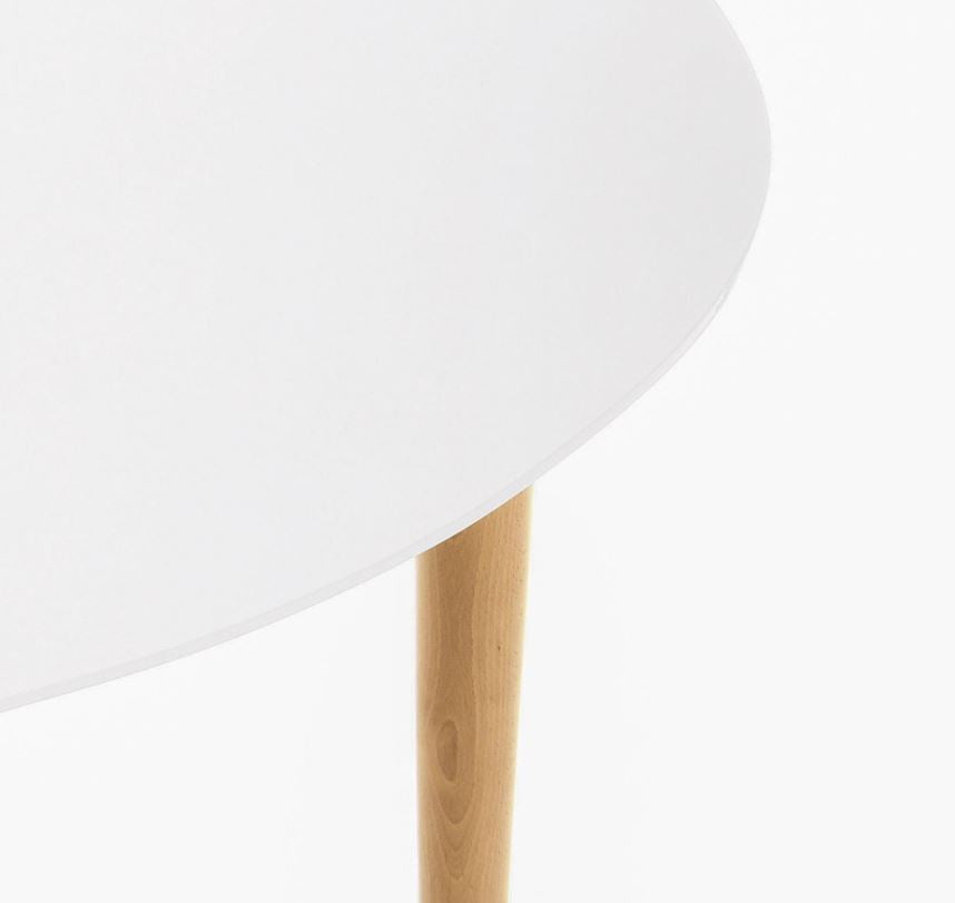 Masa dining extensibila alba/maro din lemn 90(170) cm Oqui Kave Home