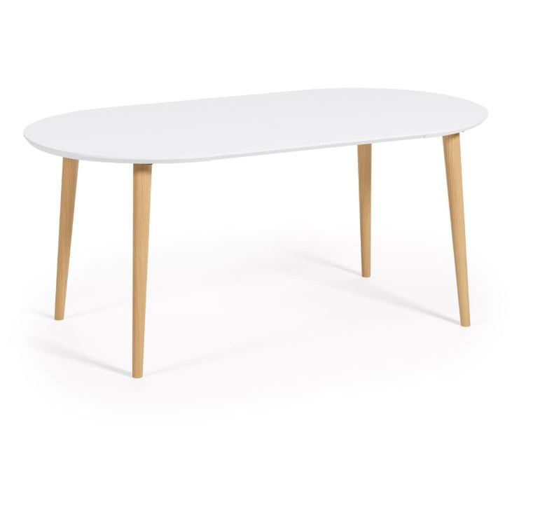 Masa dining extensibila alba/maro din lemn 90(170) cm Oqui Kave Home