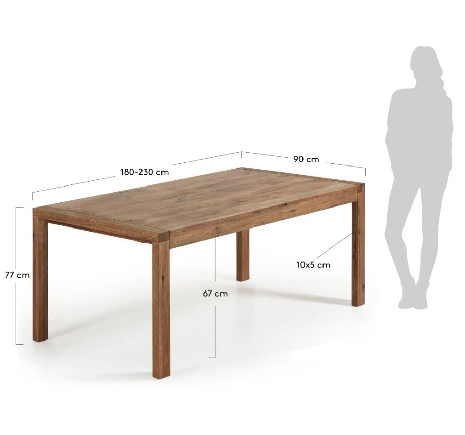 Masa dining extensibila dreptunghiulara maro din lemn 90x(180)230 cm Briva Kave Home