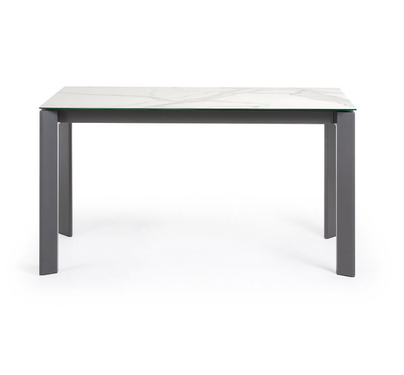 Masa dining extensibila gri/alba din metal 90x(140)200 cm Axis Kalos White Kave Home