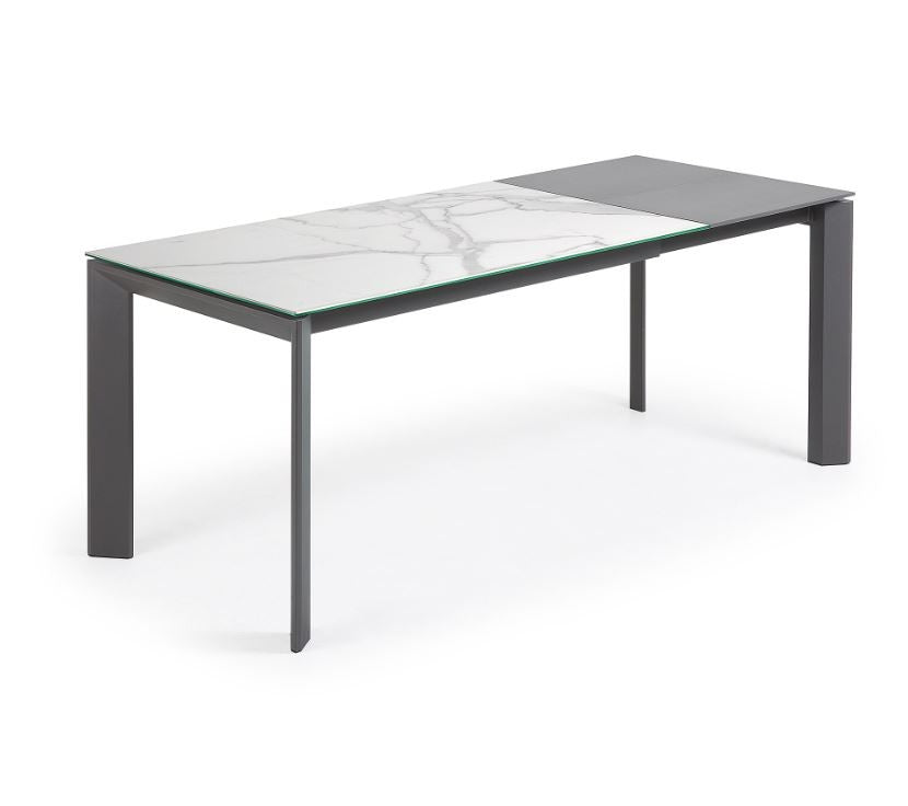 Masa dining extensibila gri/alba din metal 90x(140)200 cm Axis Kalos White Kave Home