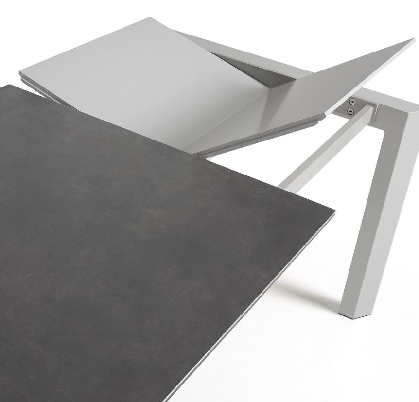 Masa dining extensibila gri/alba din metal 90x(140)200 cm Axis Vulcano Roca Kave Home