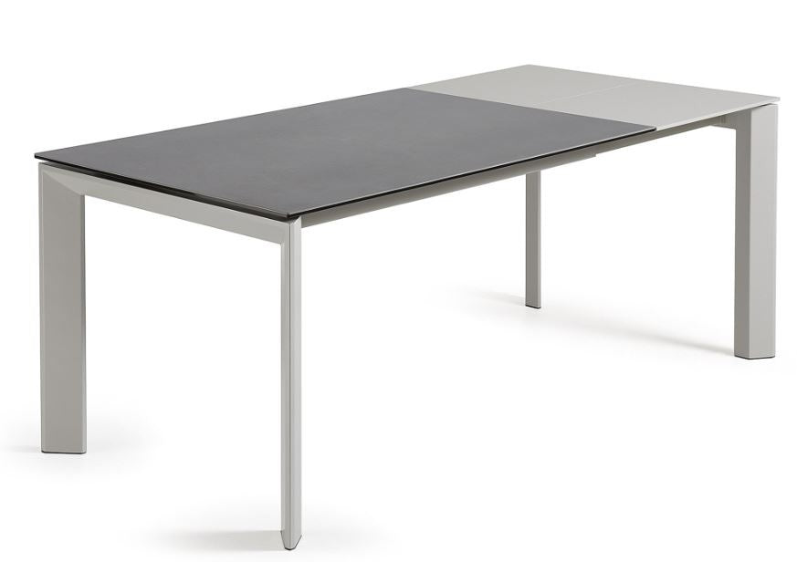 Masa dining extensibila gri/alba din metal 90x(140)200 cm Axis Vulcano Roca Kave Home