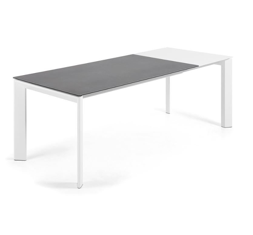 Masa dining extensibila gri/alba din metal 90x(160)220 cm Axis Vulcano Roca Kave Home