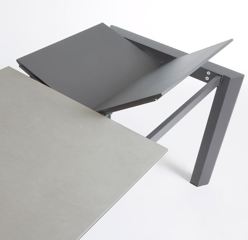 Masa dining extensibila gri din metal 90x(140)200 cm Axis Hydra Kave Home