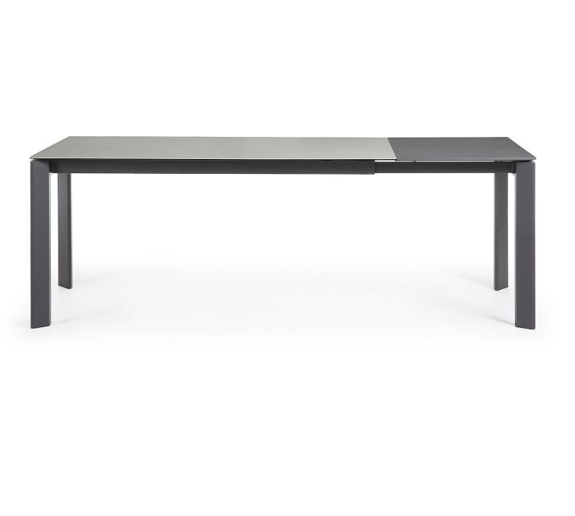 Masa dining extensibila gri din metal 90x(160)220 cm Axis Hydra Lead Kave Home