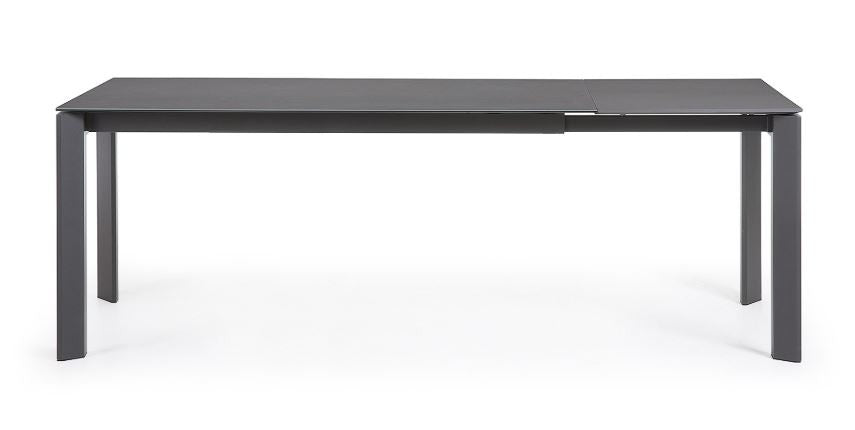 Masa dining extensibila gri grafit din metal 90x160(220) cm Axis Vulcano Roca Kave Home