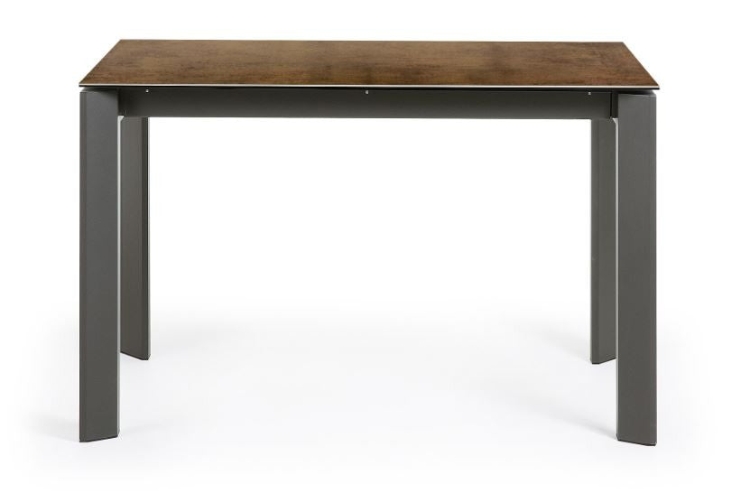 Masa dining extensibila gri/maro din metal 80x(120)180 cm Axis Iron Corten Kave Home