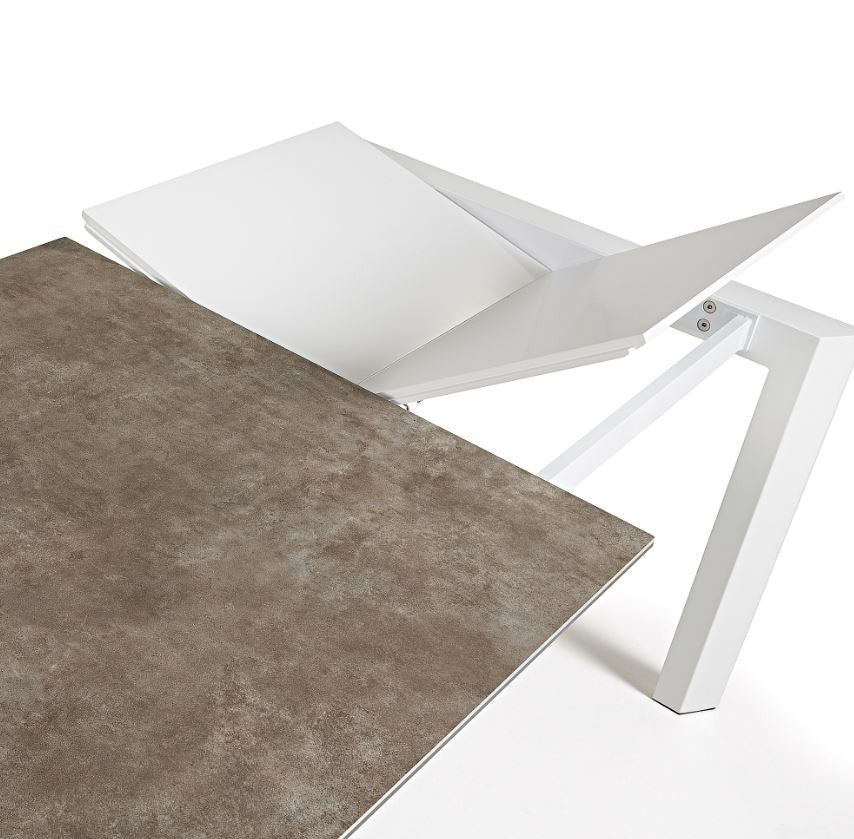 Masa dining extensibila maro/alba din metal 90x(160)220 cm Axis Vulcano Ash Kave Home