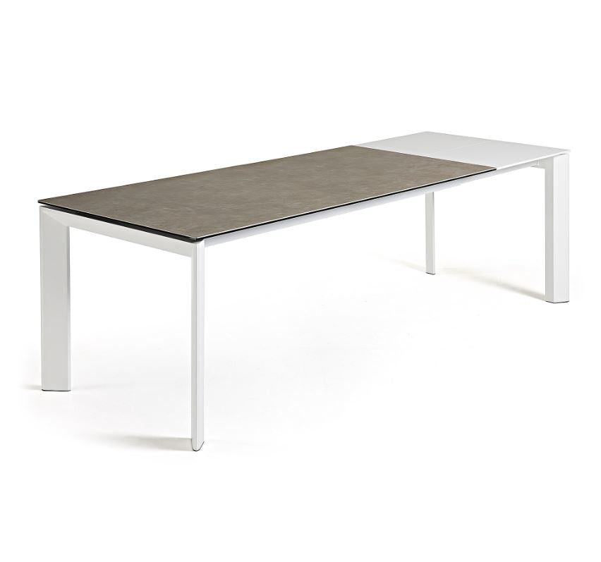Masa dining extensibila maro/alba din metal 90x(160)220 cm Axis Vulcano Ash Kave Home