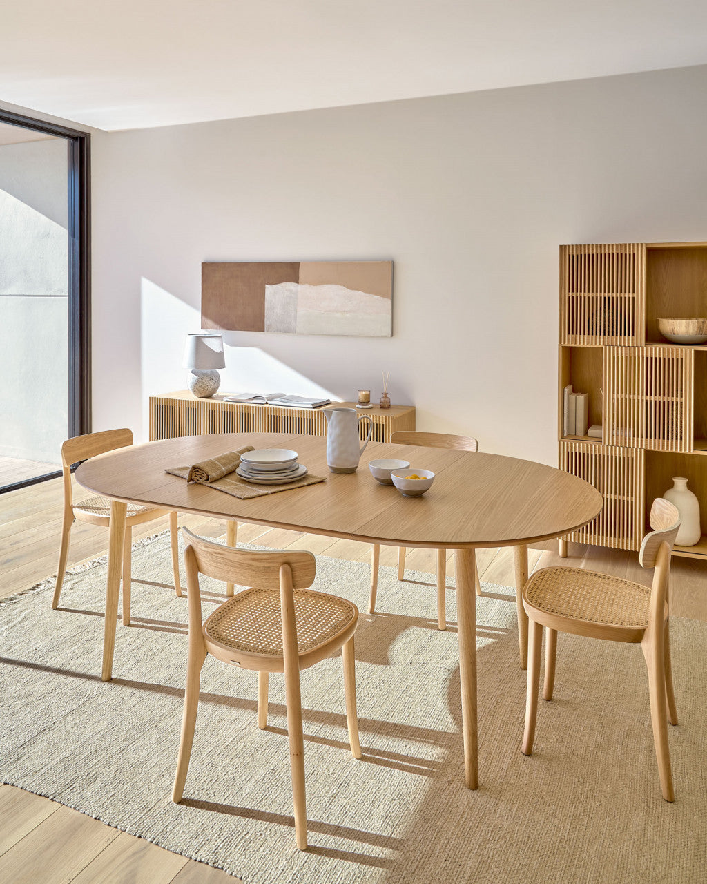 Masa dining extensibila maro din lemn 90x140(220) cm Oqui Kave Home