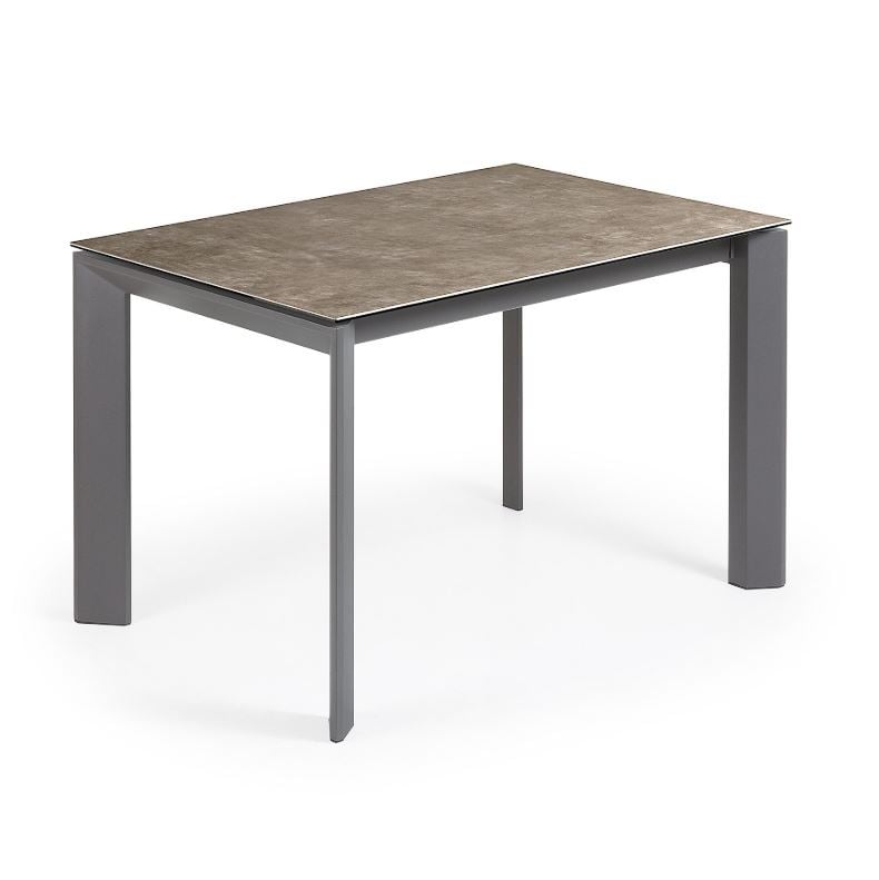 Masa dining extensibila maro din metal 80x(120)180 cm Axis Vulcano Ash Kave Home