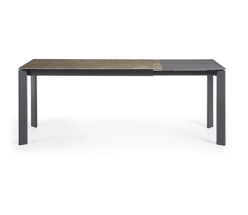Masa dining extensibila maro din metal 90x(140)200 cm Axis Vulcano Ash Kave Home