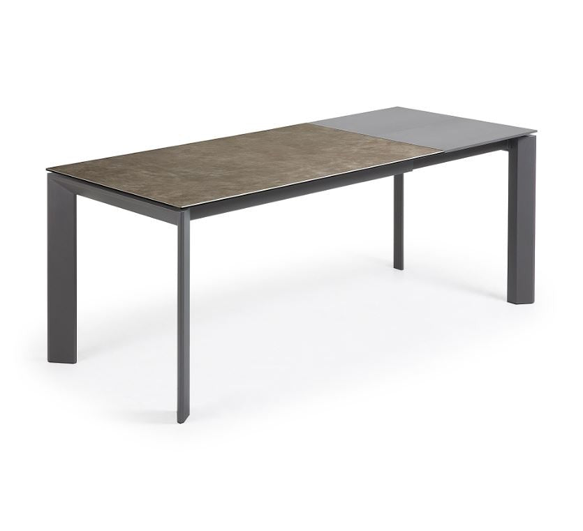 Masa dining extensibila maro din metal 90x(140)200 cm Axis Vulcano Ash Kave Home