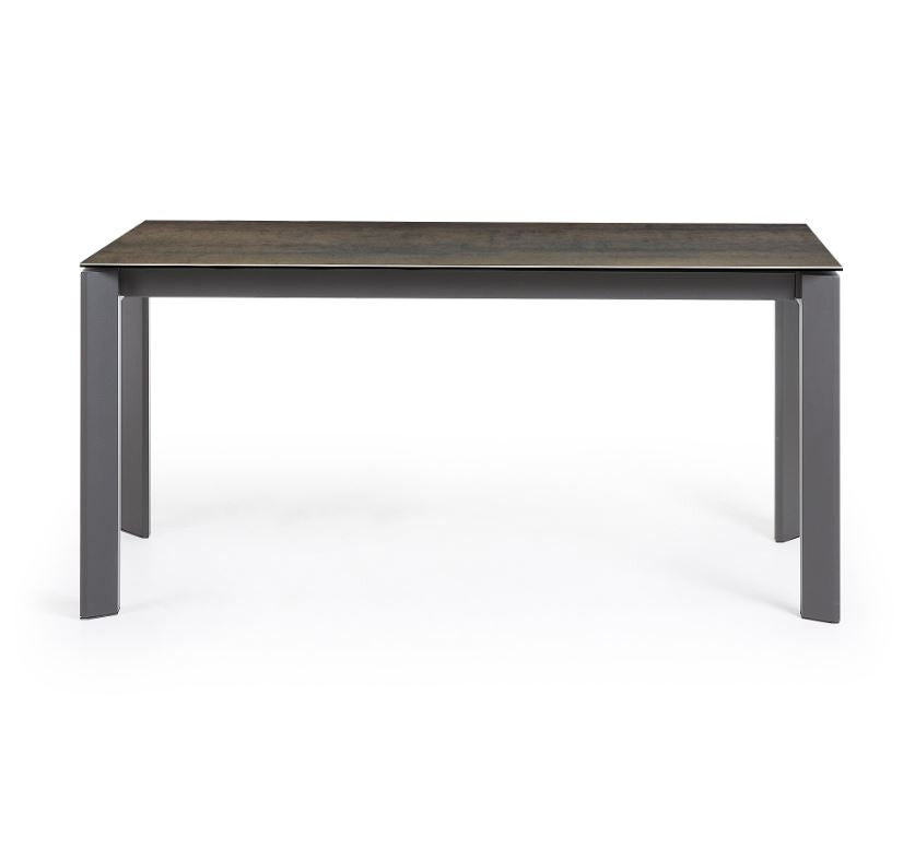 Masa dining extensibila maro din metal 90x(160)220 cm Axis Iron Moss Kave Home