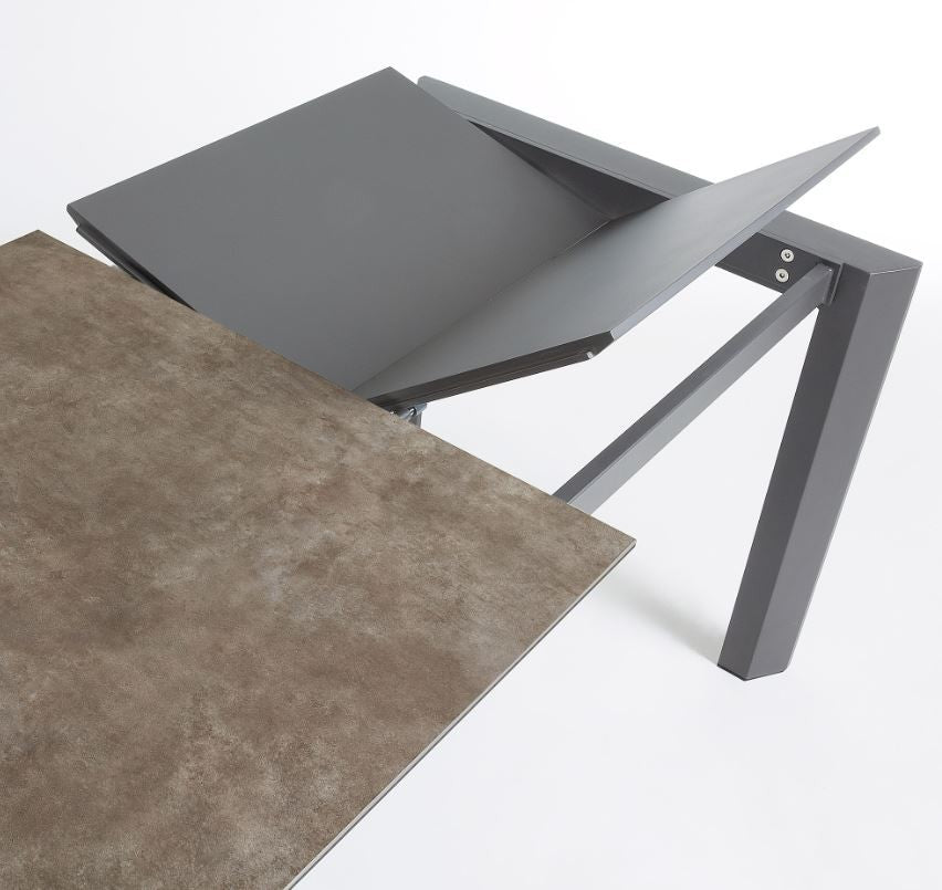 Masa dining extensibila maro din metal 90x(160)220 cm Axis Vulcano Ash Kave Home