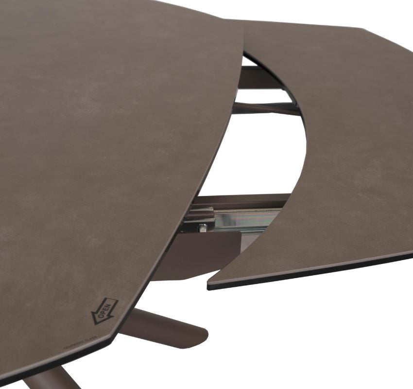 Masa dining extensibila maro/neagra din metal 100x130(190) cm Yodalia Kave Home