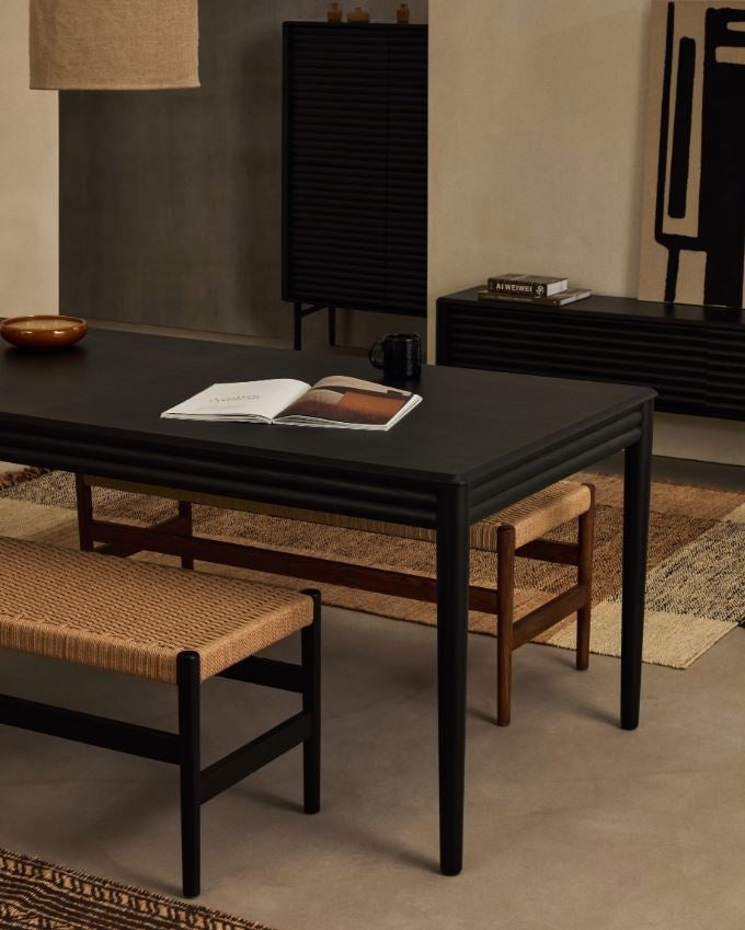 Masa dining extensibila neagra din lemn 90x200(280) cm Lenon Kave Home