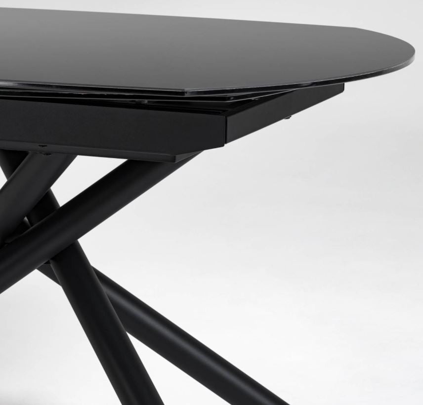 Masa dining extensibila neagra din metal 100x(130)190 cm Yodalia Kave Home