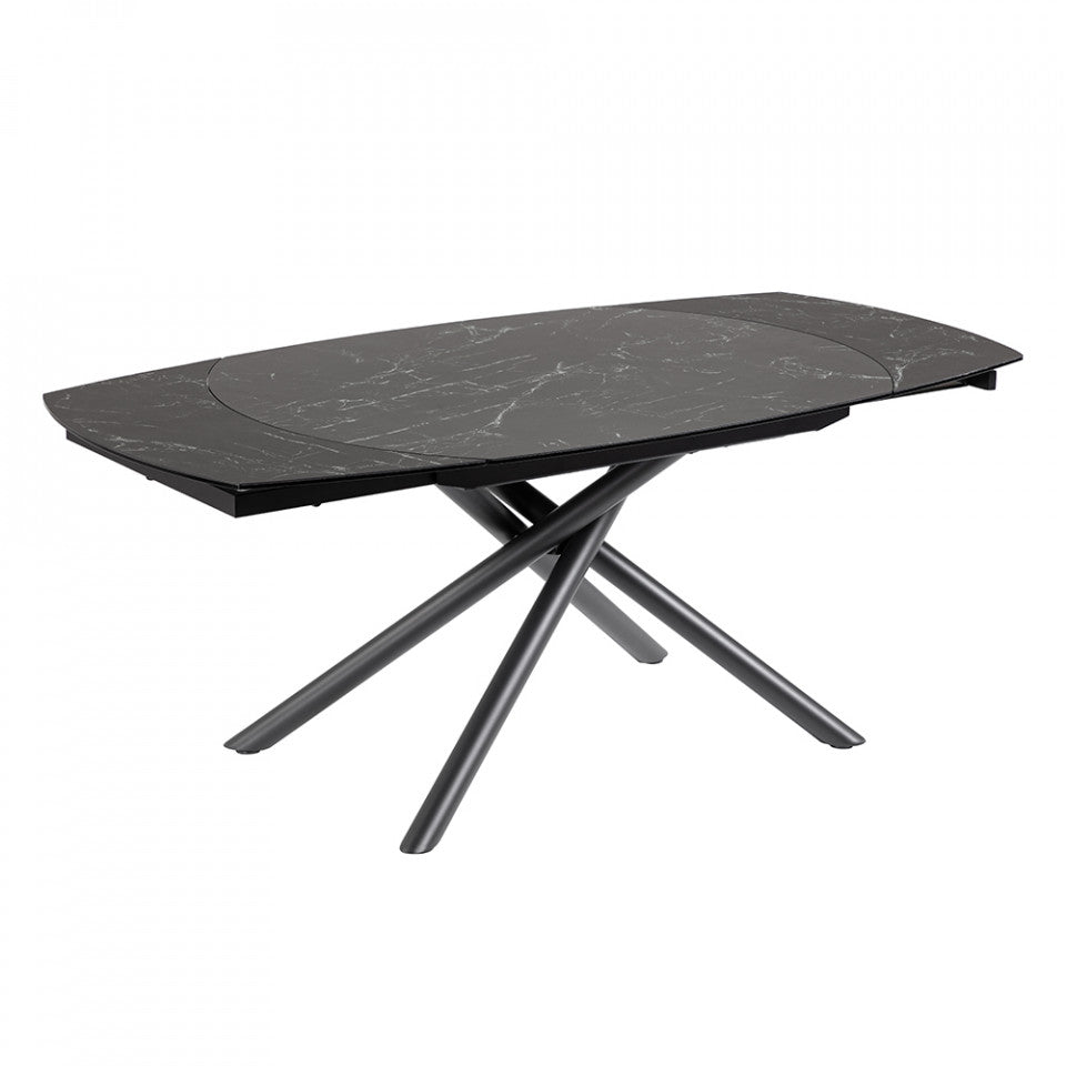 Masa dining extensibila neagra din metal 100x130(190) cm Yodalia Marble Kave Home