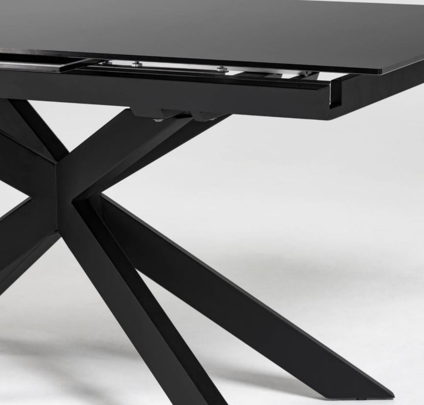 Masa dining extensibila neagra din metal 90x(160)210 cm Atminda Kave Home