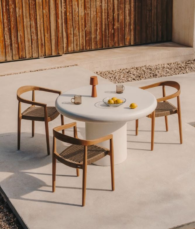 Masa dining exterior alba din ciment 120 cm Addaia Kave Home
