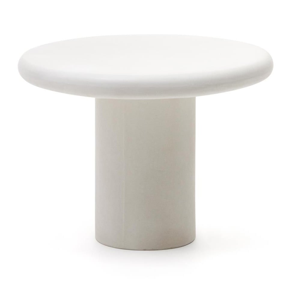 Masa dining exterior alba din ciment 90 cm Addaia Kave Home