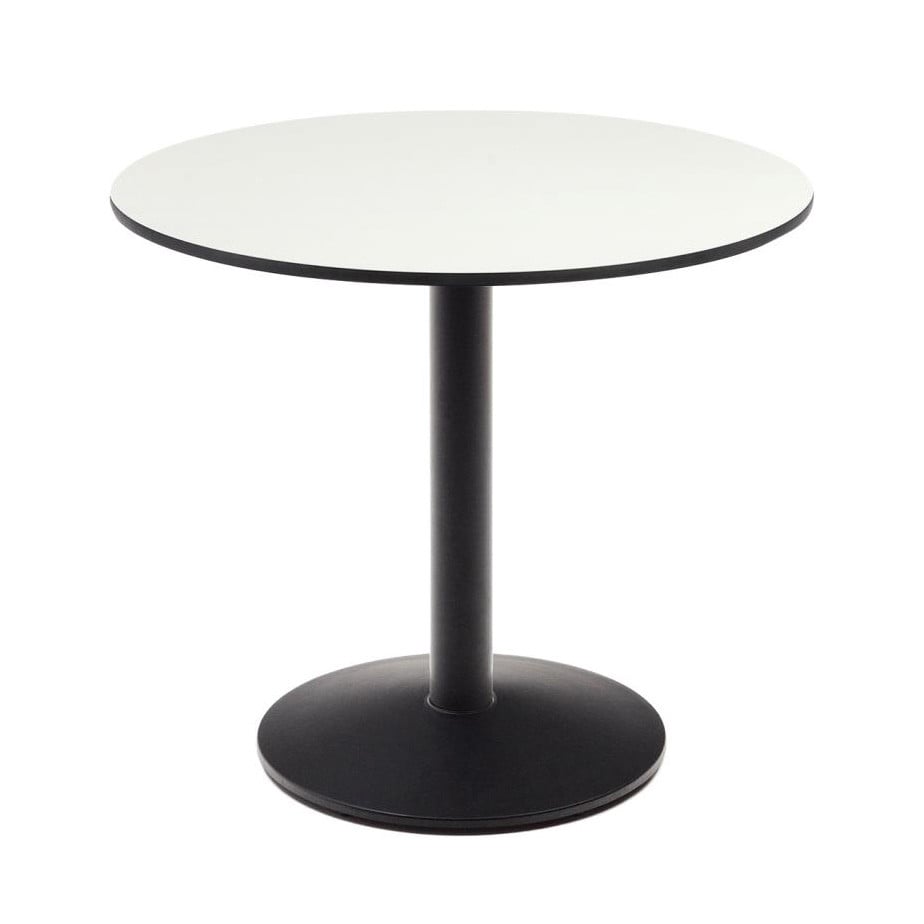 Masa dining exterior alba/neagra din metal 90 cm Esilda Kave Home