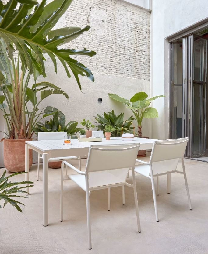 Masa dining exterior extensibila alb din aluminiu 100x180(240)cm Zaltana Kave Home