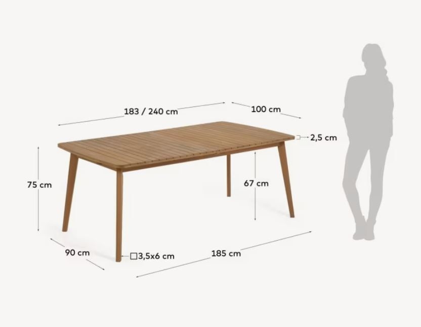 Masa dining exterior extensibila maro din lemn 100x183(240) cm Gaby Hanzel Kave Home