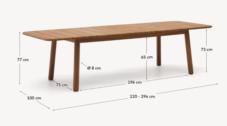 Masa dining exterior extensibila maro din lemn 100x220(294) cm Turqueta Kave Home