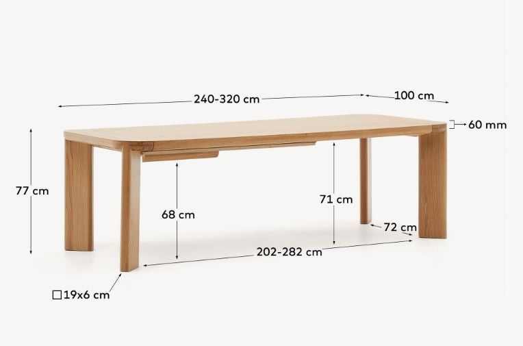 Masa dining exterior extensibila maro din lemn 100x240(320)cm Jondal Kave Home