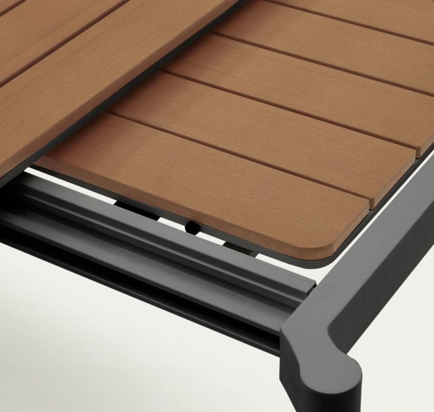 Masa dining exterior extensibila maro/neagra din metal 90x140(200) cm Canyelles Kave Home