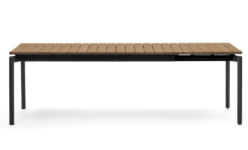 Masa dining exterior extensibila maro/neagra din metal 90x140(200) cm Canyelles Kave Home