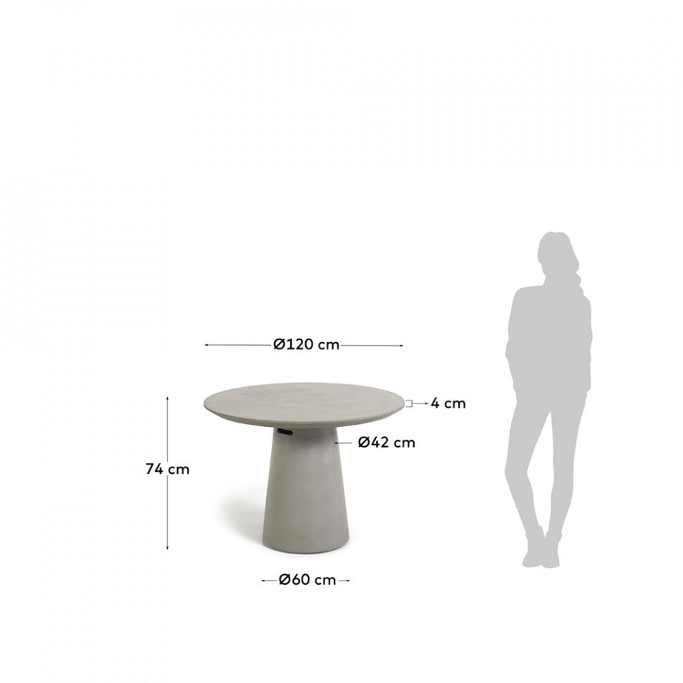 Masa dining exterior gri din ciment 120 cm Itai Kave Home