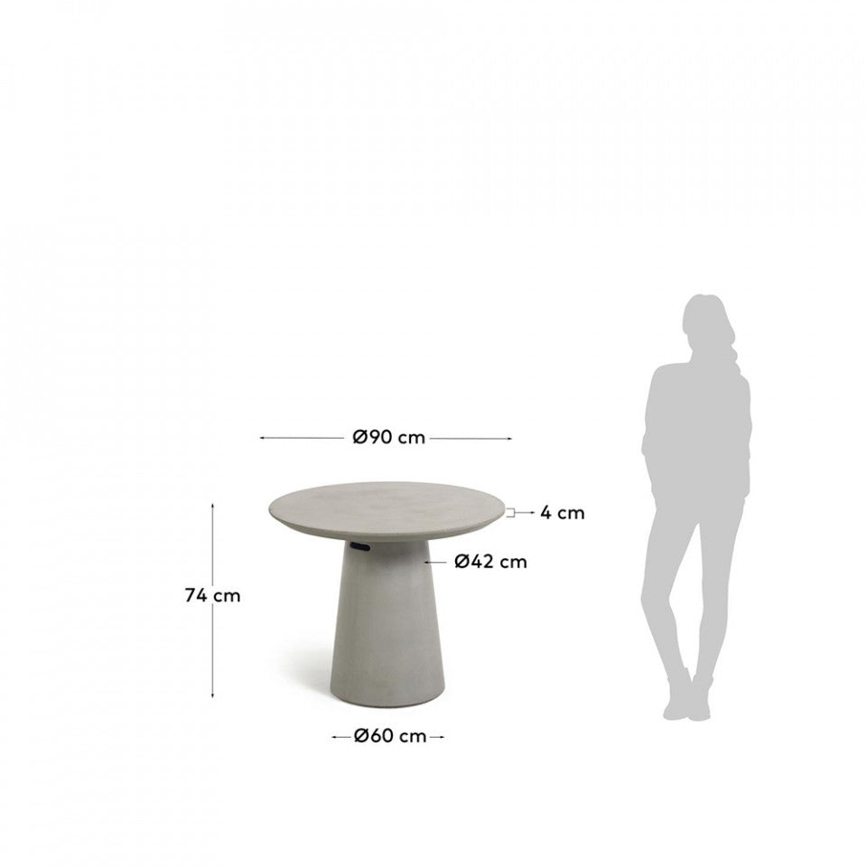 Masa dining exterior gri din ciment 90 cm Itai Kave Home