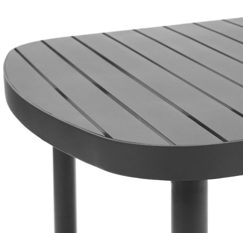 Masa dining exterior gri din metal 90x180 cm Joncols Kave Home