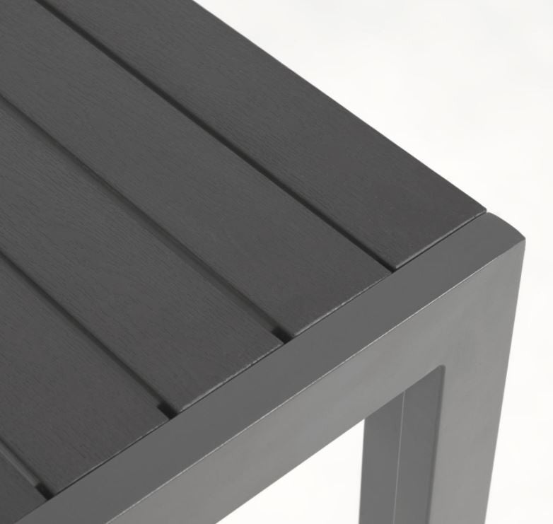 Masa dining exterior gri inchis din metal 70x70 cm Sirley Kave Home