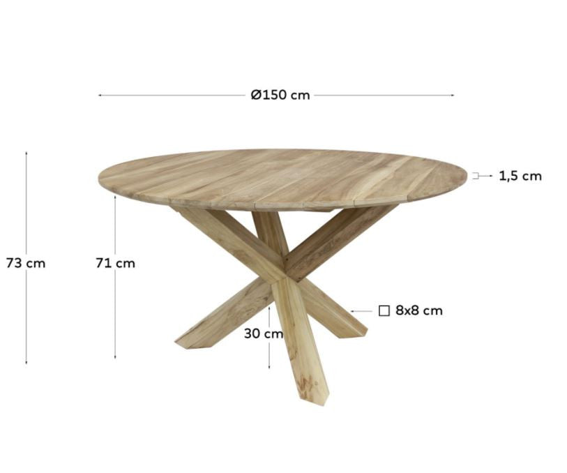 Masa dining exterior maro din lemn 150 cm Teresinha Kave Home
