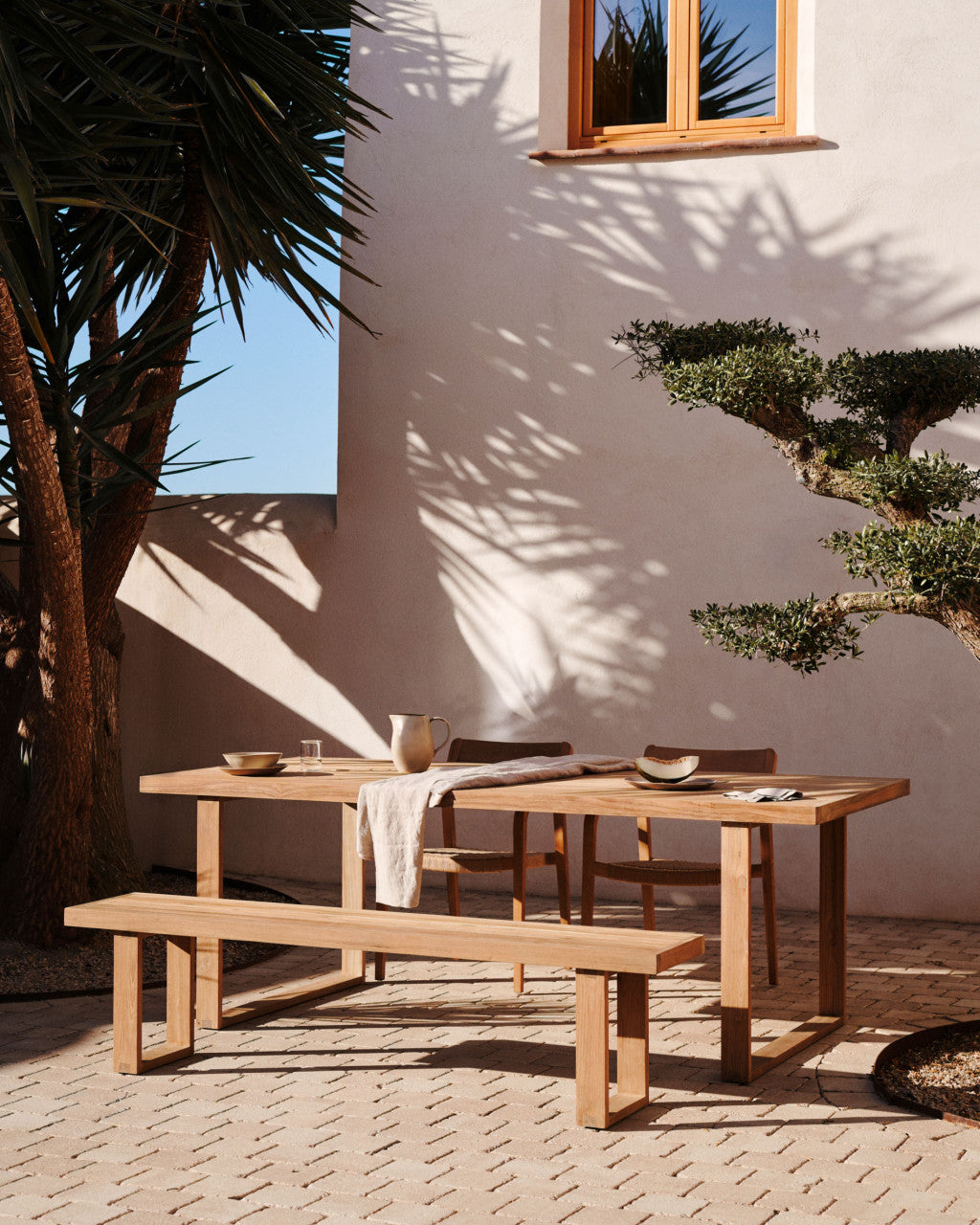 Masa dining exterior maro din lemn 90x180 cm Canadell Kave Home