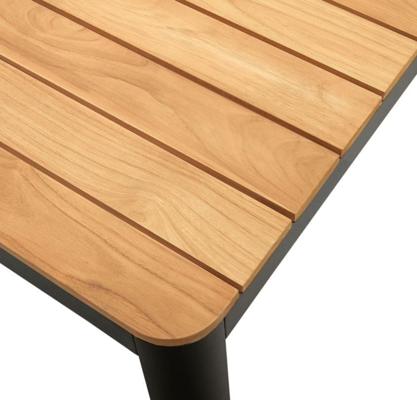 Masa dining exterior maro/neagra din lemn 90x163 cm Bona Kave Home