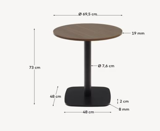 Masa dining exterior maro/neagra din metal 68 cm Dina Kave Home
