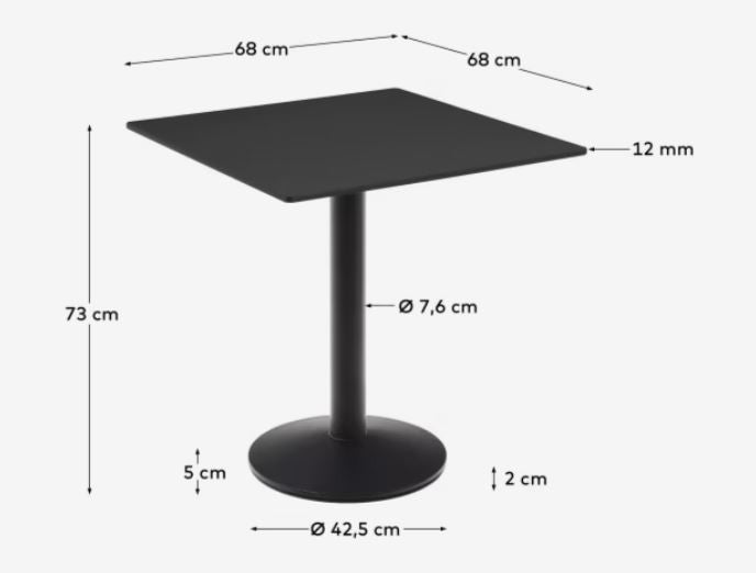 Masa dining exterior neagra din metal 68x68 cm Esilda Kave Home