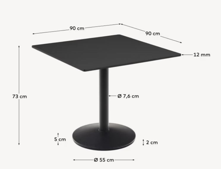 Masa dining exterior neagra din metal 90x90 cm Esilda Kave Home