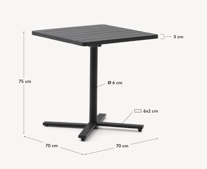 Masa dining exterior pliabila neagra din metal 70x70 cm Torreta X Kave Home