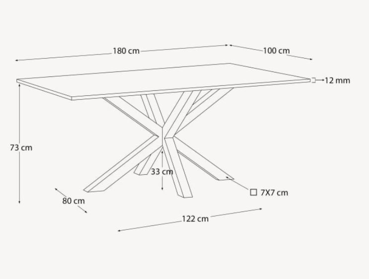 Masa dining gri/maro din metal 100x180 cm Argo Kave Home