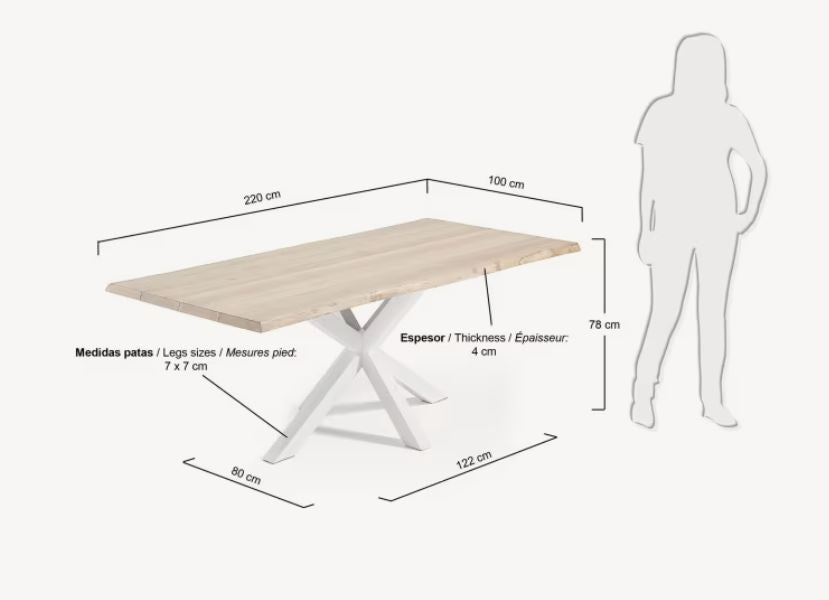Masa dining maro/alba din lemn 100x200 cm Argo Kave Home